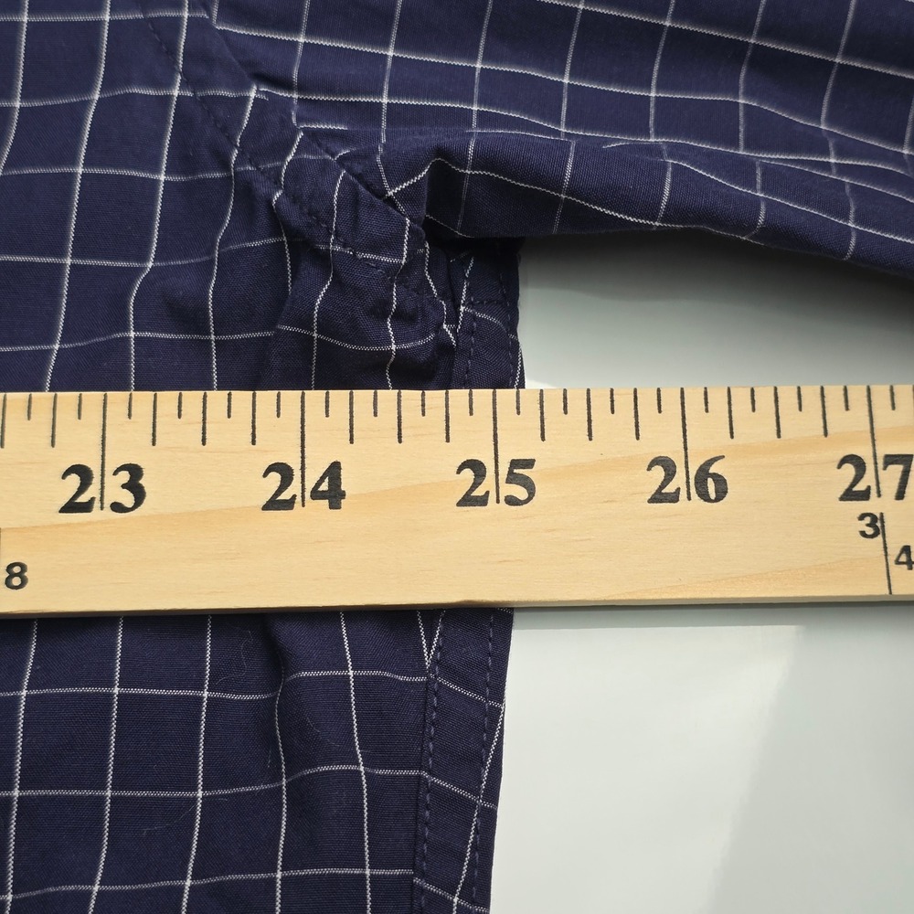 Tommy Hilfiger Button Down Shirt Mens XXL Navy Blue Windowpane 100s 2-Ply Cotton - Picture 11 of 13